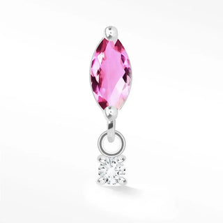 Natural pink sapphire flat back earring movement 14k white - 14k gold