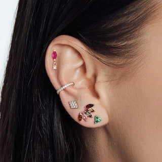 Pink sapphire flat back earring movement 14k yellow - 14k gold