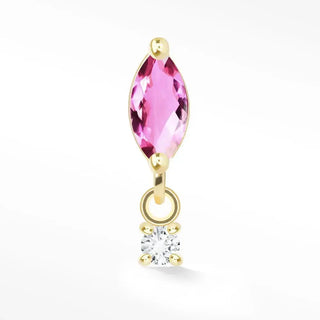 Pink sapphire flat back earring movement 14k yellow - 14k gold