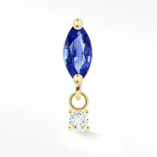 Movement natural sapphire flat back earring 14k yellow gold - 14k / blue