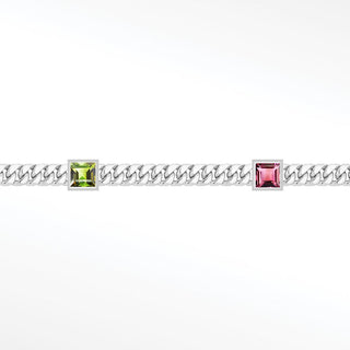 Multi Sapphire Princess Cuban 3mm chain in Solid 14K White Gold, sample reference image 2