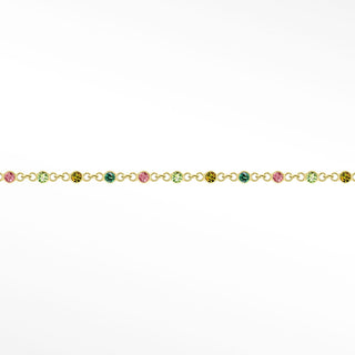 Multi Tourmaline Prismatic 2mm chain in Solid 14K Yellow Gold, sample reference image 1