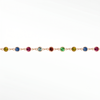 Multi Tourmaline Prismatic 3mm chain in Solid 14K Rose Gold, sample reference image 1