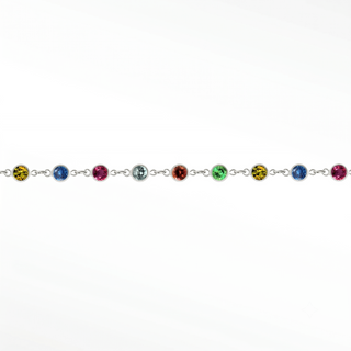Multi Tourmaline Prismatic 3mm chain in Solid 14K White Gold, sample reference image 1
