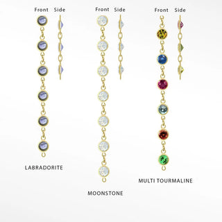 Multi Tourmaline Prismatic 3mm chain in Solid 14K Yellow Gold, sample reference image 2