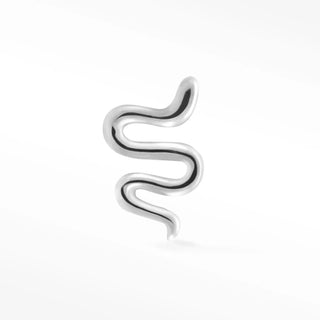 Silver 14k white snake nap earrings shaped as a sleek snake cuff with polished metallic finish from wynning studs