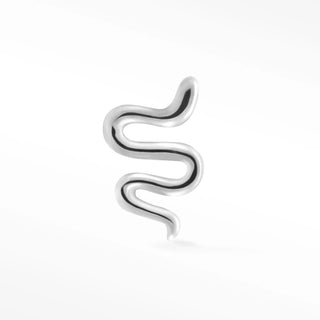 Silver 14k white snake nap earrings shaped as a sleek snake cuff with polished metallic finish from wynning studs