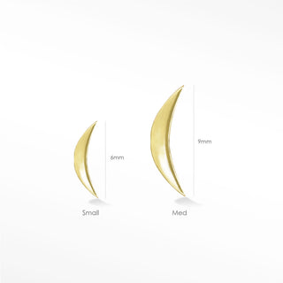 Discover the exquisite nap earrings in 14k yellow gold. Elevate your style with these stunning crescent studs.