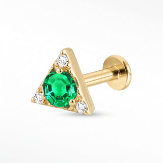 Flat Back Earrings Threadless Emerald 14k Gold Échelon Eye | Wynning Stud