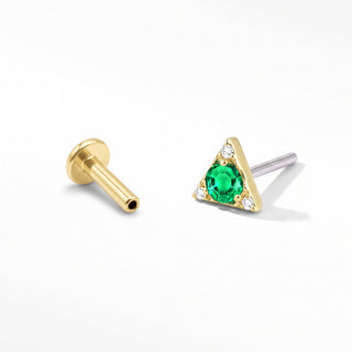 Flat Back Earrings Threadless Emerald 14k Gold Échelon Eye | Wynning Stud
