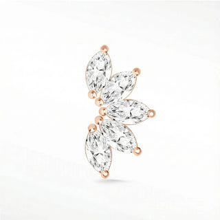 Rose gold nap earrings moissanite with five marquise-cut gemstones in a leaf-like design 14k rose gold