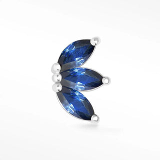 Natural blue sapphire flat back earring baby lotus 14k white - 14k gold
