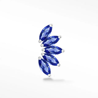 Natural blue sapphire flat back earring lotus 14k white - 14k gold