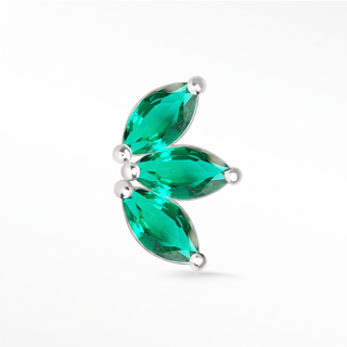Natural Emerald Flat Back Earring Baby Lotus 14k White