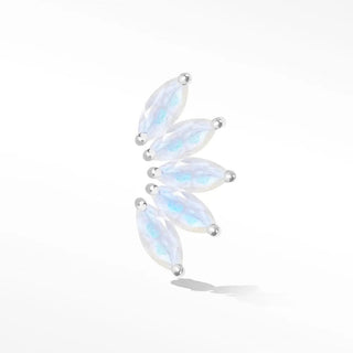 Natural moonstone flat back earring lotus 14k white - 14k gold
