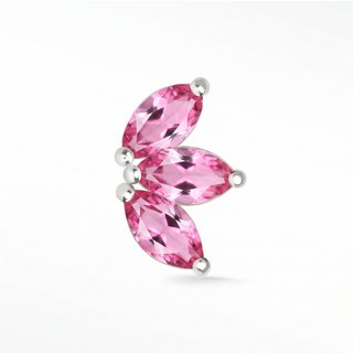 Natural Pink Sapphire Flat Back Earring Baby Lotus 14k White