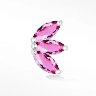 Natural pink sapphire flat back earring baby lotus 14k white - 14k gold