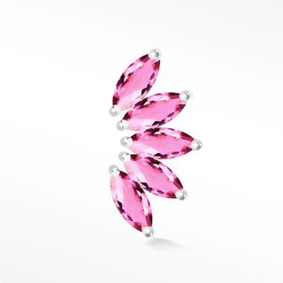 Natural Pink Sapphire Flat Back Earring Lotus 14k White