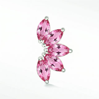 Natural Pink Sapphire Flat Back Earring Lotus 14k White