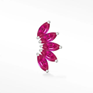 Natural pink sapphire flat back earring lotus 14k white - 14k gold