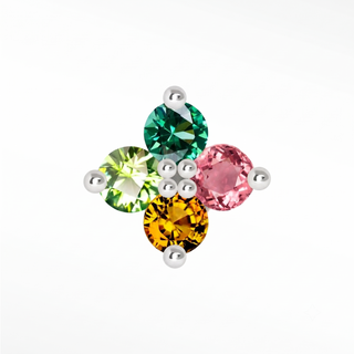 Natural Tourmaline Flat Back Earring Clover 14k White