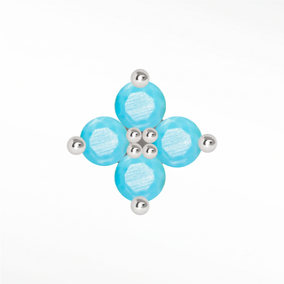 Natural Turquoise Flat Back Earring Clover 14k White