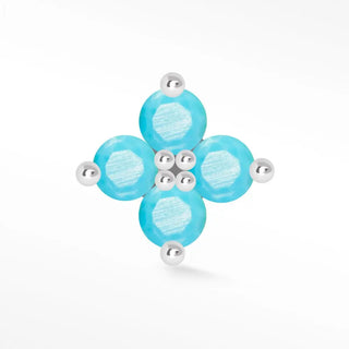 Natural turquoise flat back earring clover 14k white - 14k gold / arizona