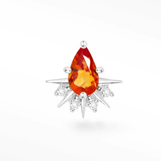 Flat back earrings padparadscha sapphire 14k white