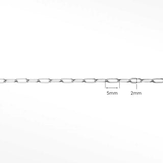 Silver-toned paperclip 5x2mm sterling silver chain with polished finish for permanent jewelry use