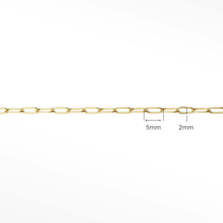 Gold-toned paperclip 5x2mm yellow gold filled chain with polished oval links for permanent jewelry use