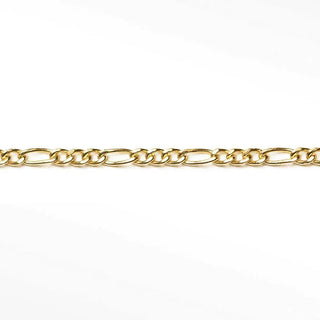 Permanent anklet 1.5mm figaro diamond cut 14k gold with a gold-colored polished sleek classic figaro link chain design