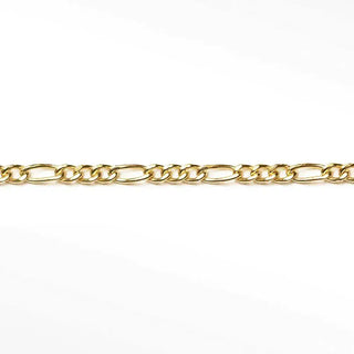 Permanent anklet 1.5mm figaro diamond cut 14k gold with a gold-colored polished sleek classic figaro link chain design