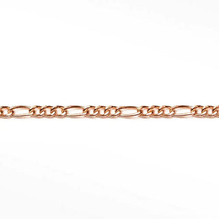 Permanent bracelet 2.5mm figaro diamond cut polished chain in 14k rose gold with rose gold color finish