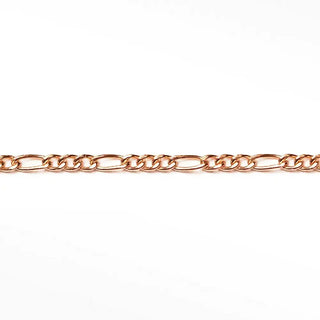 Permanent bracelet 2.5mm figaro diamond cut polished chain in 14k rose gold with rose gold color finish