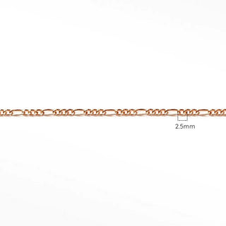Permanent bracelet 2.5mm figaro diamond cut 14k rose gold chain necklace with polished interlocking oval links