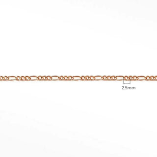 Permanent bracelet 2.5mm figaro diamond cut 14k rose gold chain necklace with polished interlocking oval links