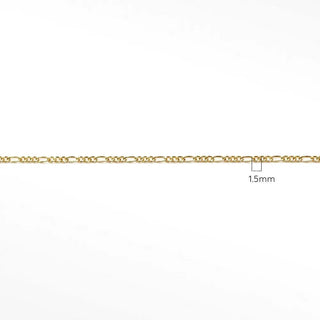 Permanent bracelet 1.5mm figaro diamond cut 14k gold - 14k yellow / no clasp