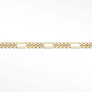 Permanent Bracelet Figaro 3mm Designer Line | 14K Yellow