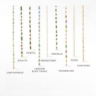 Permanent Chains Ethereal Natural Gemstone Designer Line | 14K White