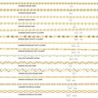 Permanent Chains Hammer Drop Dainty 4.5mm Designer Line | 14K Yellow