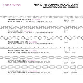 Permanent Chains Mirror Hollow Round 4mm Designer Line | 14K White