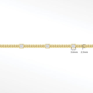 Permanent Chains Moissanite Princess Cuban 2.5mm Designer Line | 14K Yellow