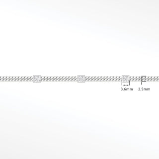 Permanent Chains Moissanite Princess Cuban 2.5mm Designer Line | 14K White