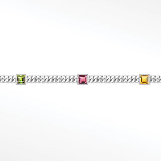 Permanent Chains Multi Sapphire Princess Cuban 2.5mm Designer Line | 14K White