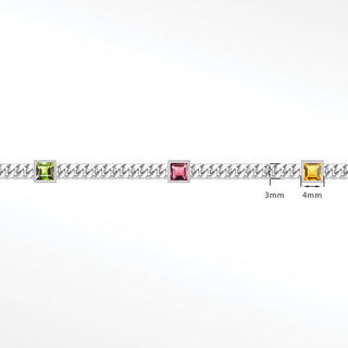 Permanent Chains Multi Sapphire Princess Cuban 3mm Designer Line | 14K White