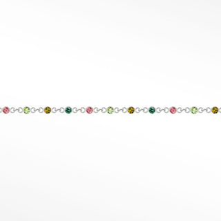 Permanent Chains Multi Tourmaline Prismatic 2mm Designer Line | 14K White