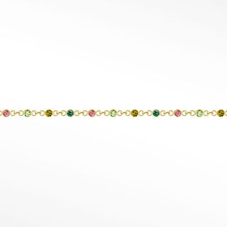 Permanent Chains Multi Tourmaline Prismatic 2mm Designer Line | 14K Yellow