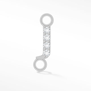 Nina Wynn sideways initial J connector with lab-grown diamonds in solid 14k white gold.