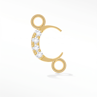 Nina Wynn sideways initial C connector with lab-grown diamonds in solid 14k yellow gold.