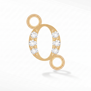 Nina Wynn sideways initial O connector with lab-grown diamonds in solid 14k yellow gold.